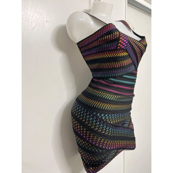 Bella Barnett Bodycon Mini Dress Multicolor Deep V-Back Sleeveless Women Size M - Picture 9 of 12